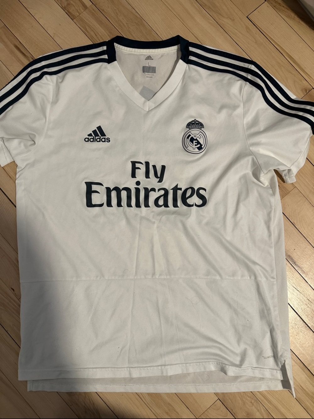 adidas Real Madrid White and Black Short Sleeve Soccer Jersey